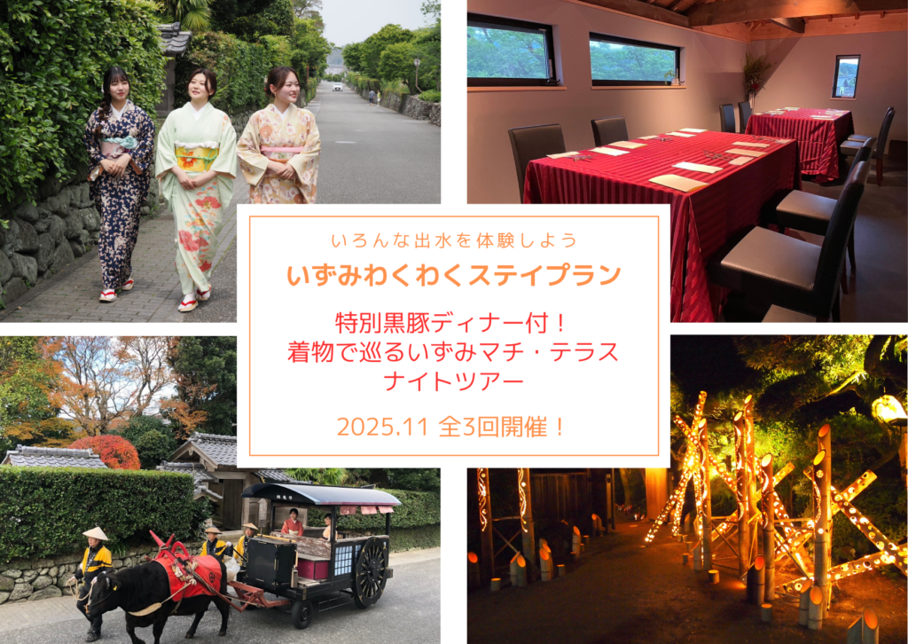 特別黒豚ディナー付！着物で巡るいずみマチ・テラス ナイトツアー